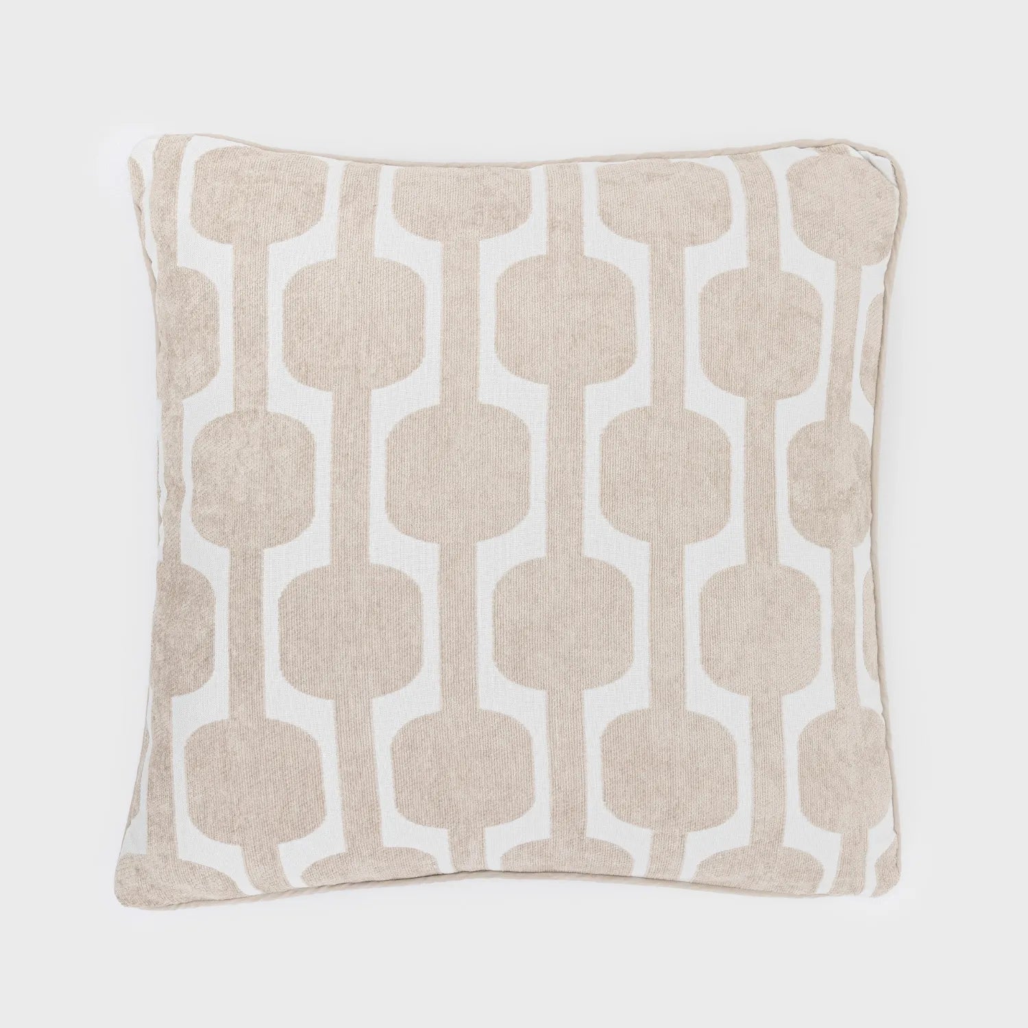 Almofada quadrada Sunnies em chenille jacquard cor taupe - capa + enchimento