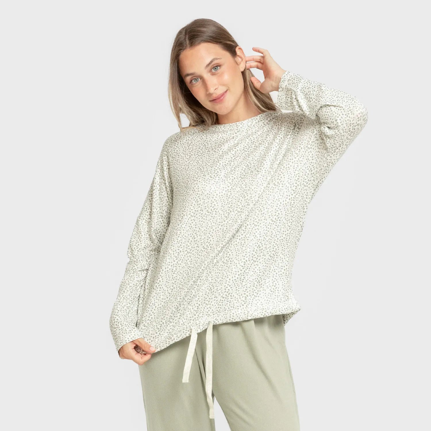 Pijama comprido feminino secreto, cata-vento verde