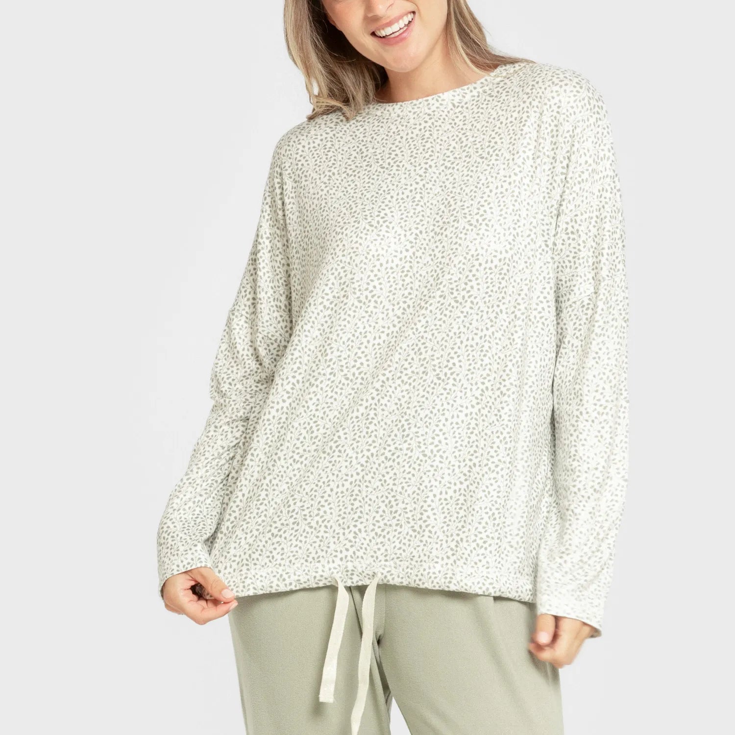 Pijama comprido feminino secreto, cata-vento verde