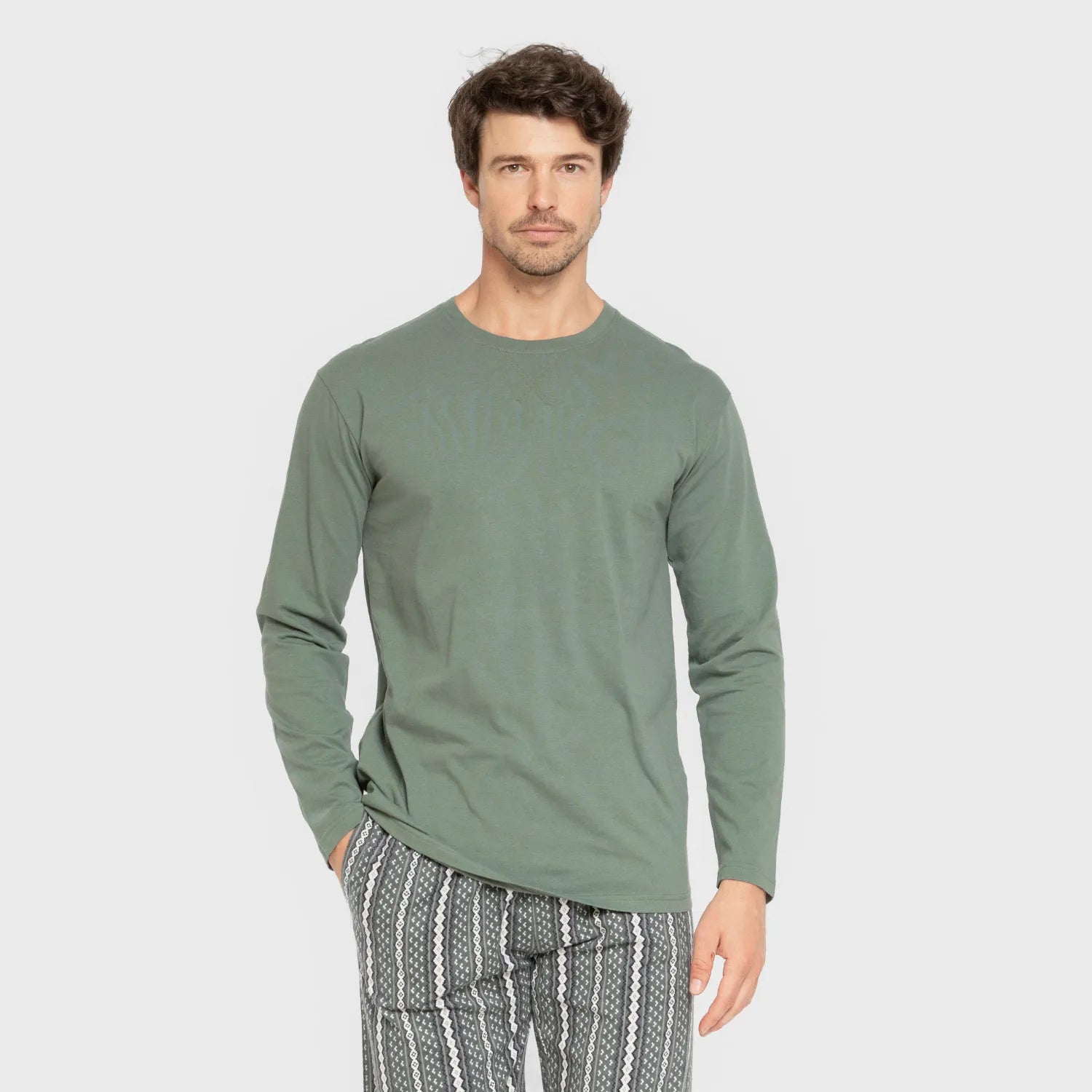 Pijama Cronos masculino de flanela verde