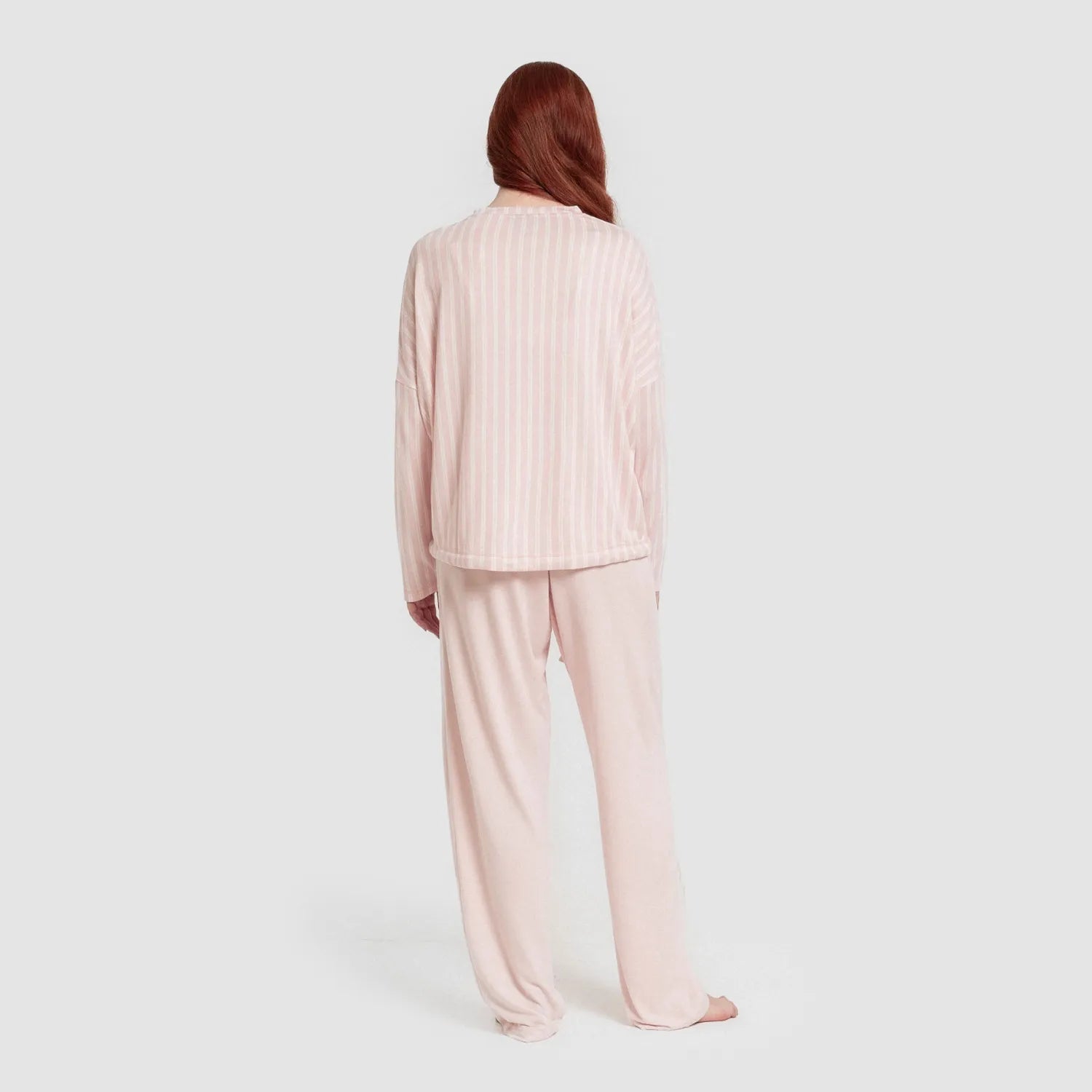 Pijama comprido feminino Secret, listrado Marseille, rosa