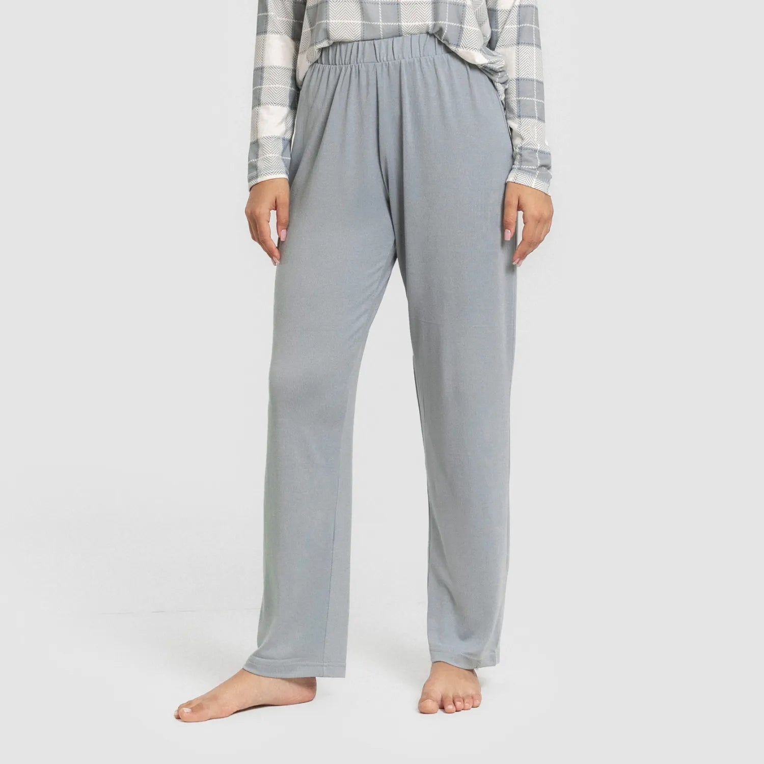 Pijama comprido feminino Secret, estampa xadrez Guima índigo