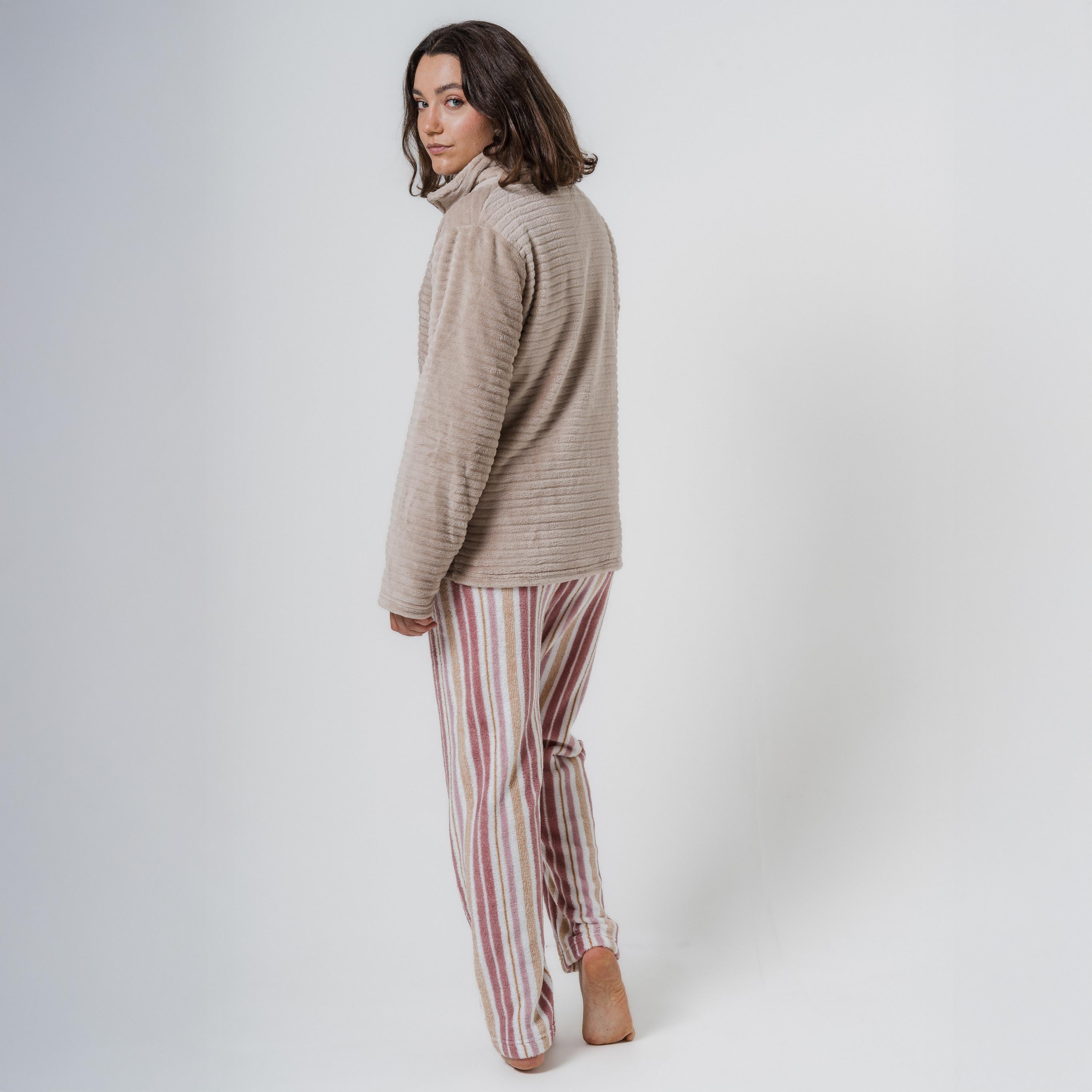 Moletom de veludo com listras lisas