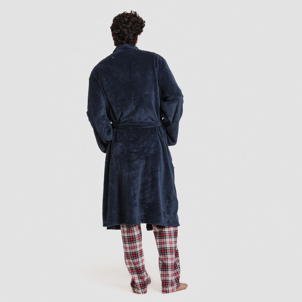 Bata coral hombre lisa azul marino