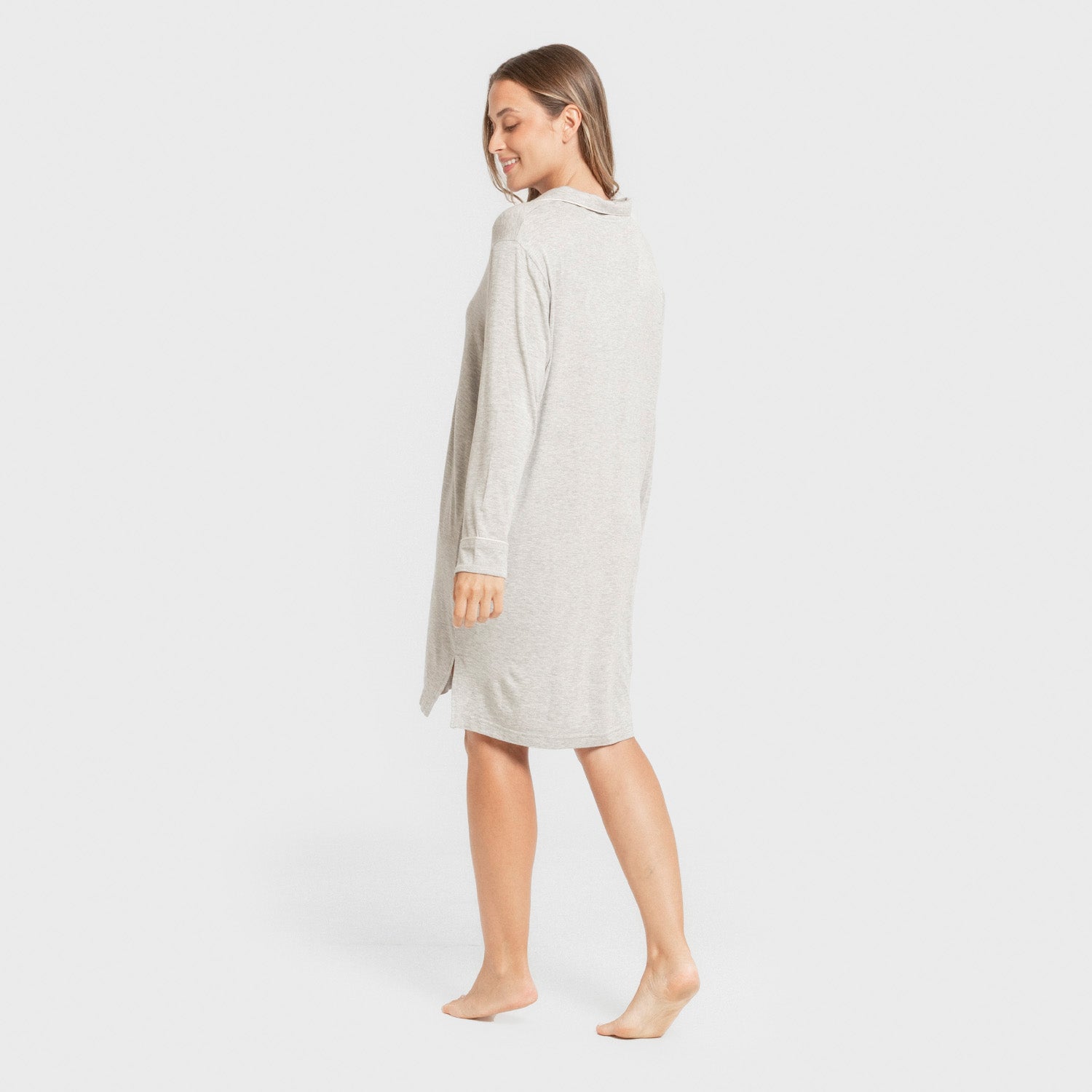 Camisola feminina de malha de viscose, cinza