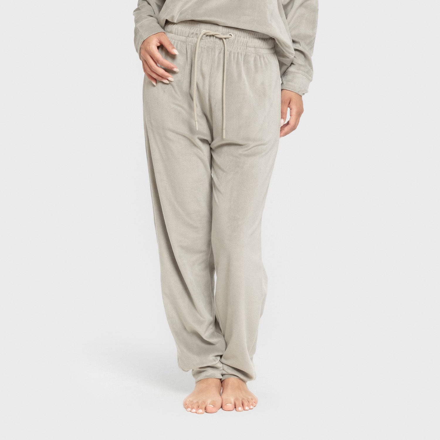 Pijama de veludo liso super macio, verde seco