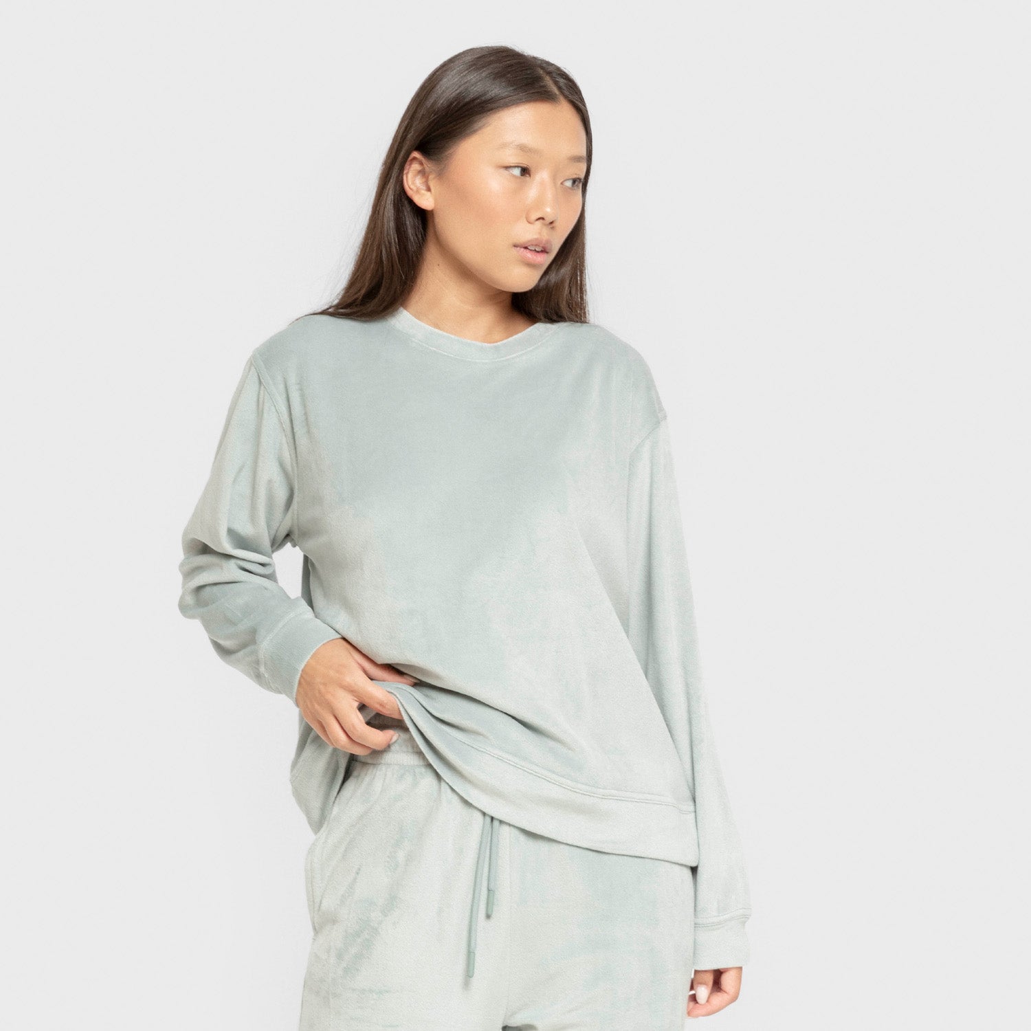 Pijama de veludo liso super macio verde Tiffany