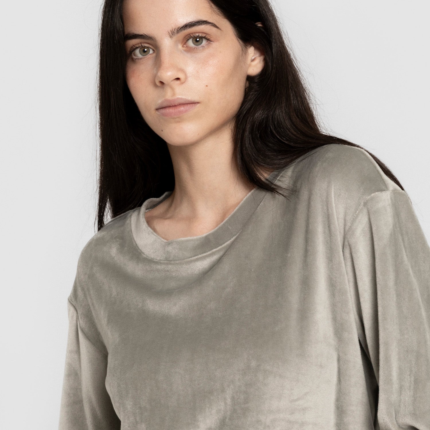 Pijama de veludo super macio, listrado verde sazonal.