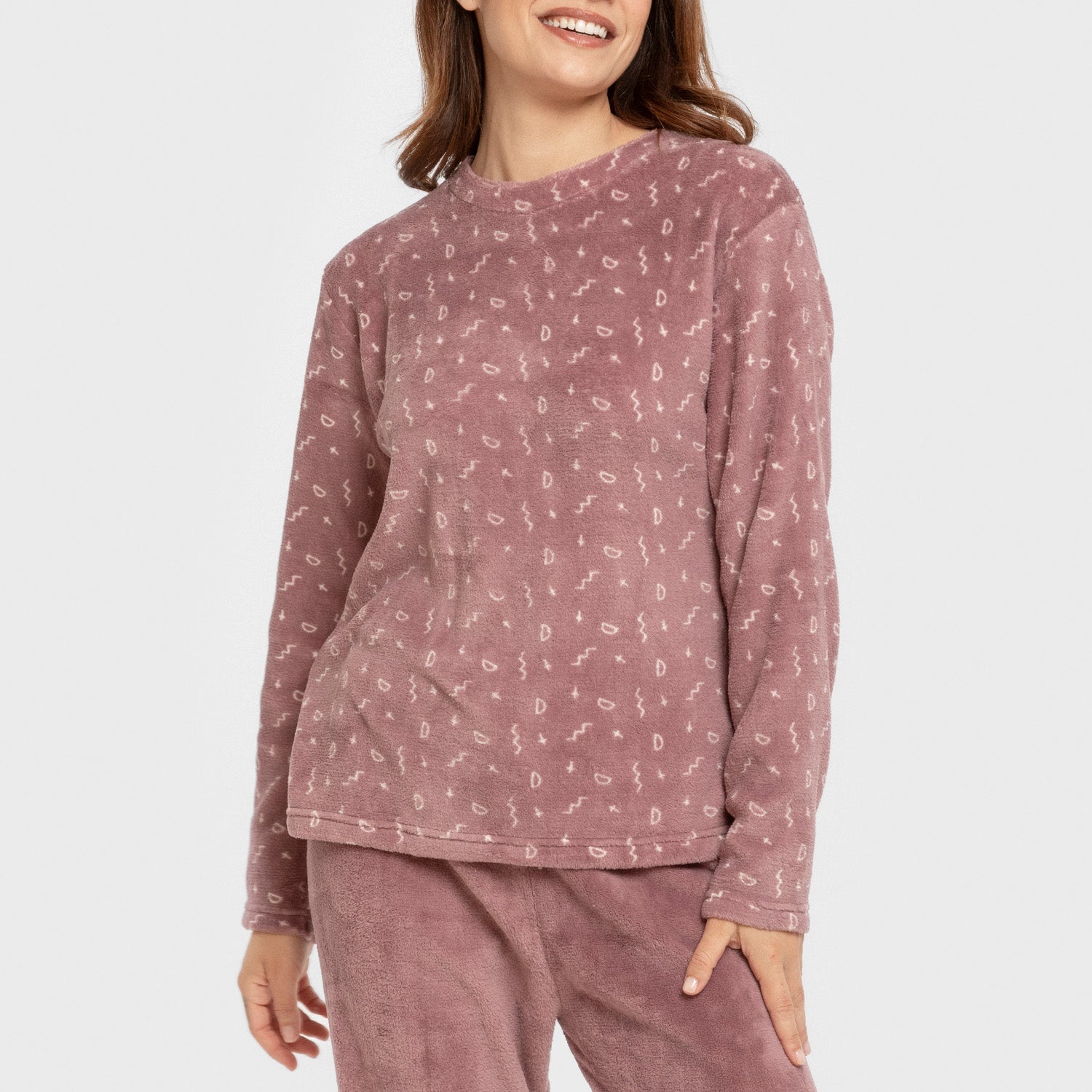 Pijama coral. Eu sou berinjela.