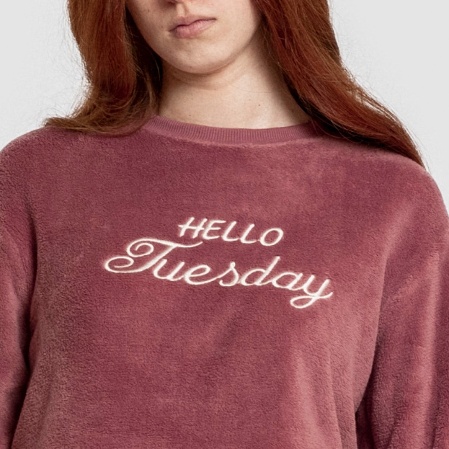 Pijama feminino Hello Tuesday com punho coral rosa malva