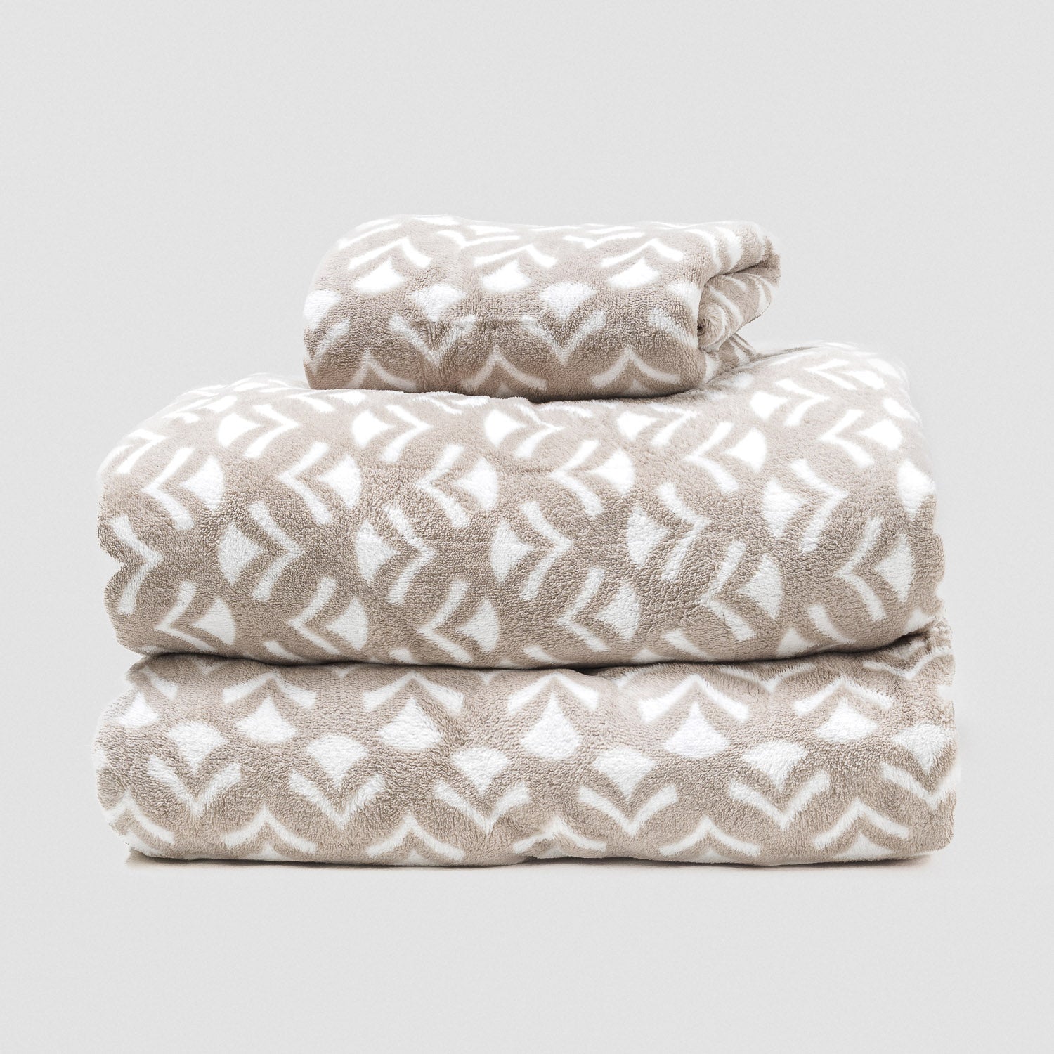 Conjunto de lençóis de lã coral cinza claro Etea - PR