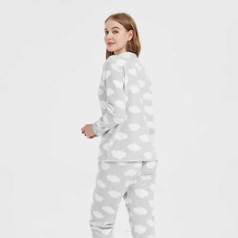 Pijama coral Nube cinza roupa-para-estar-em-casa