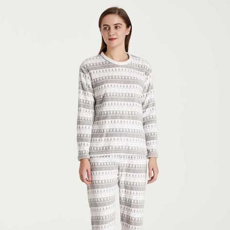 Pijama coral Paola cinza roupa-para-estar-em-casa