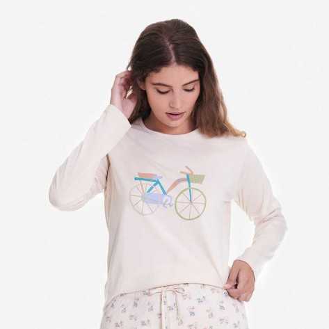 Pijama algodão Bicicleta verde pijamas-compridos-de-mulher