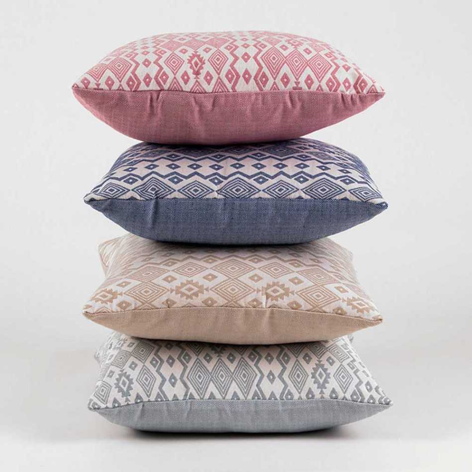 Almofada jacquard New Madras azul 45x45