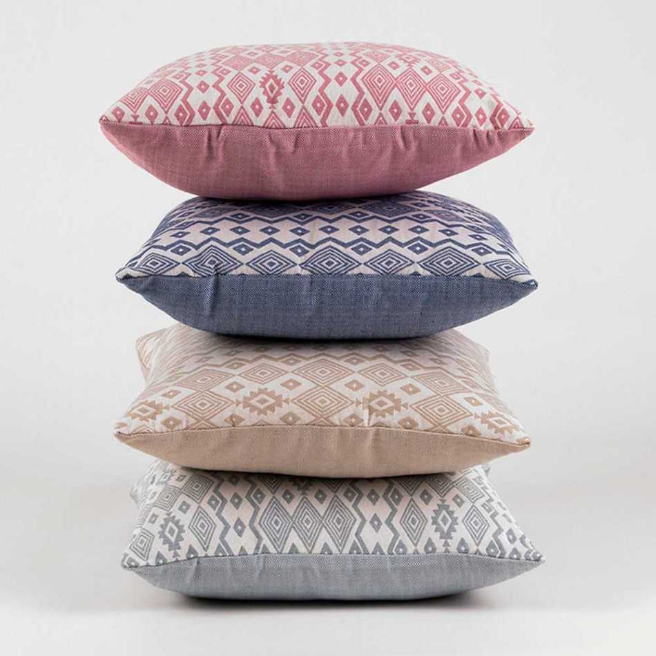 Almofada jacquard New Madras bege 45x45