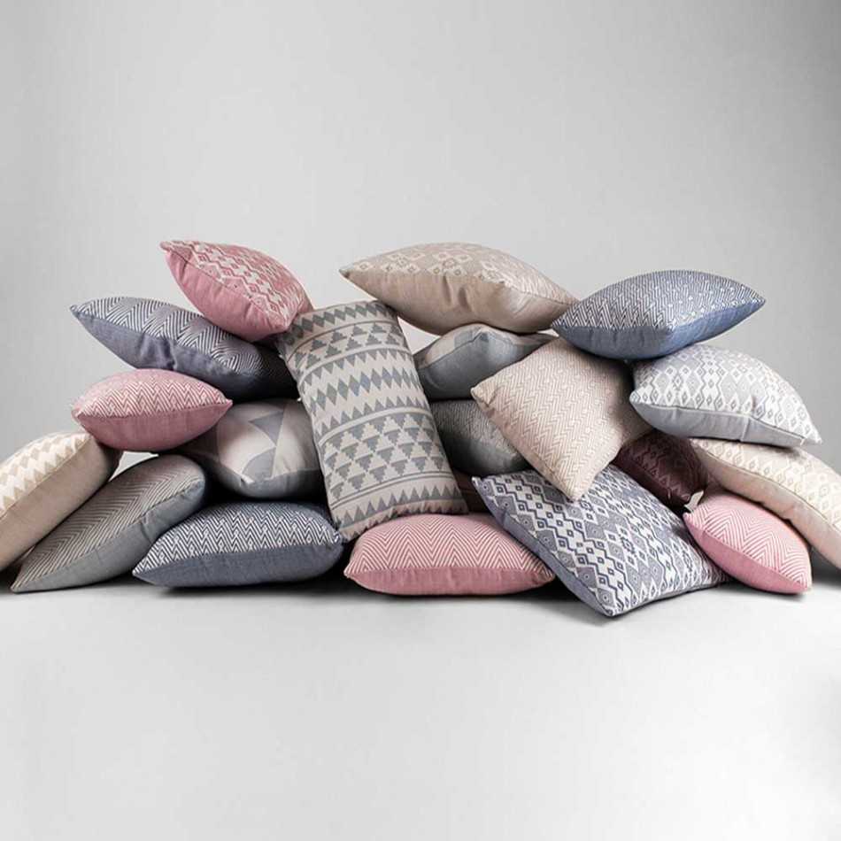 Almofada jacquard New Madras rosa 45x45