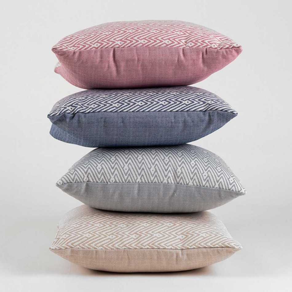 Almofada jacquard Madras rosa 45x45