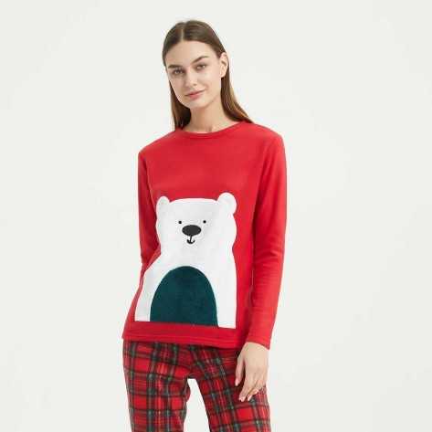 Pijama polar Cuadrin vermelho roupa-para-estar-em-casa
