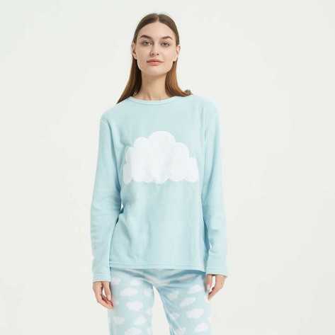 Pijama polar Nube azul celeste roupa-para-estar-em-casa