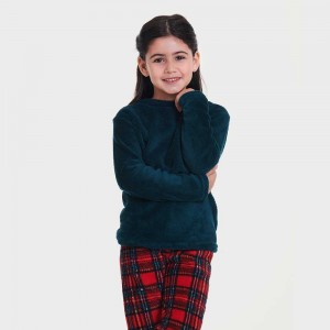 Pijama coral criança Cuadrín vermelho 2