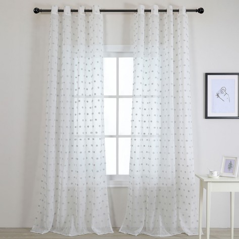 Cortina Pompom cinza cortinas-transparentes