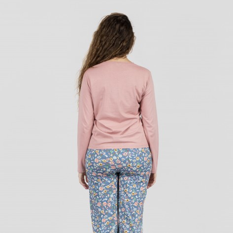 Pijama algodão Nadine rosa roupa-para-estar-em-casa