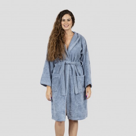 Roupão de banho com capuz azul indigo 450gr Unisex