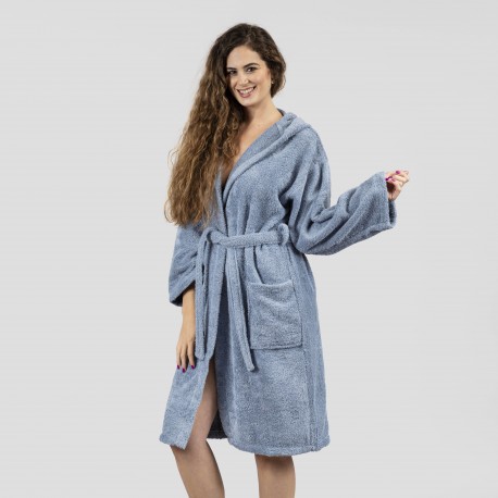 Roupão de banho com capuz azul indigo 450gr Unisex