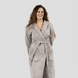 Roupão de banho com capuz cinza 450gr Unisex