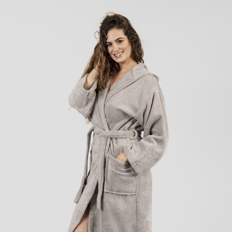 Roupão de banho com capuz cinza 450gr Unisex