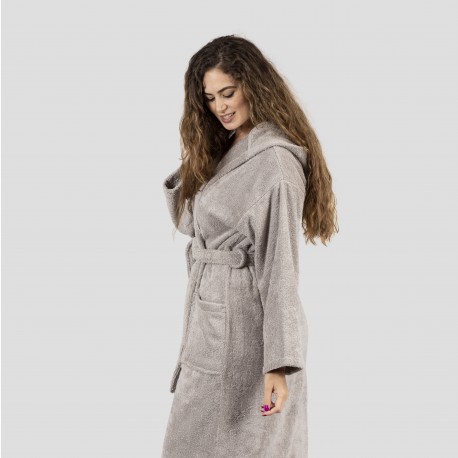 Roupão de banho com capuz cinza 450gr Unisex