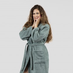 Roupão de banho com capuz verde francês 450gr Unisex Roupão de banho com capuz verde francês 450gr Unisex