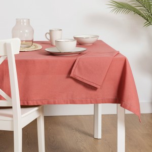Toalha de mesa algodão orgânico cor telha