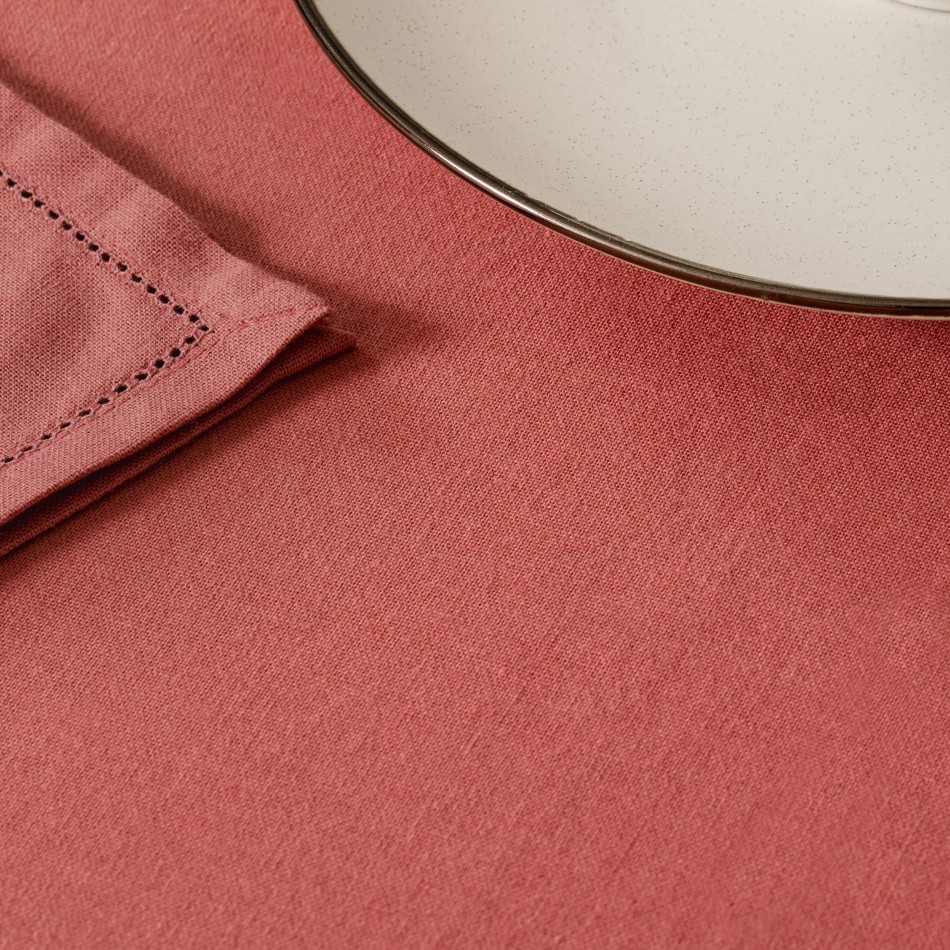 Toalha de mesa algodão orgânico cor telha