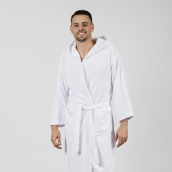 Roupão de banho com capuz branco 450gr Unisex