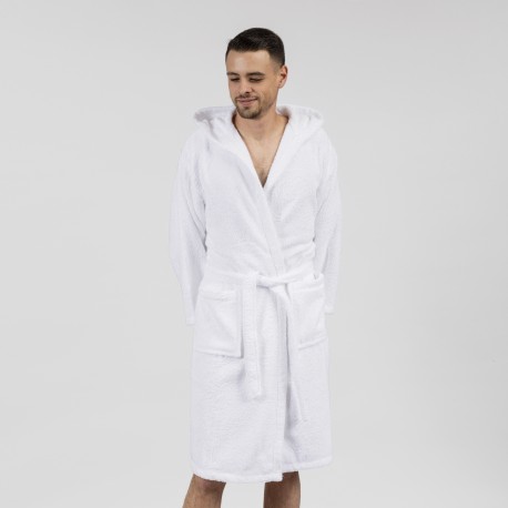 Roupão de banho com capuz branco 450gr Unisex