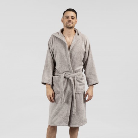 Roupão de banho com capuz cinza 450gr Unisex