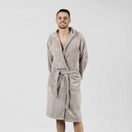 Roupão de banho com capuz cinza 450gr Unisex