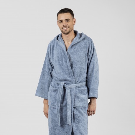 Roupão de banho com capuz azul indigo 450gr Unisex