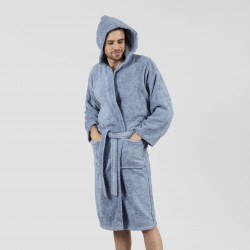 Roupão de banho com capuz azul indigo 450gr Unisex