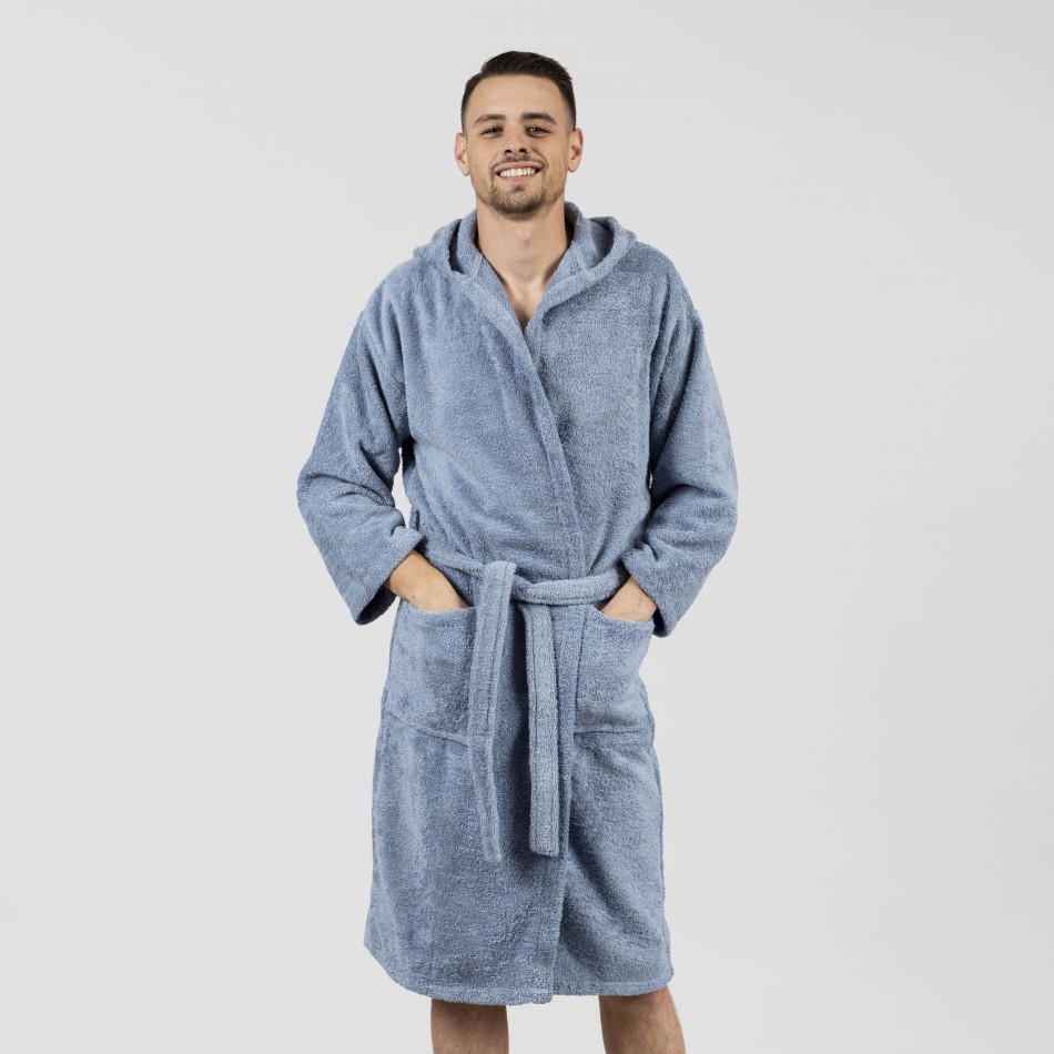 Roupão de banho com capuz azul indigo 450gr Unisex