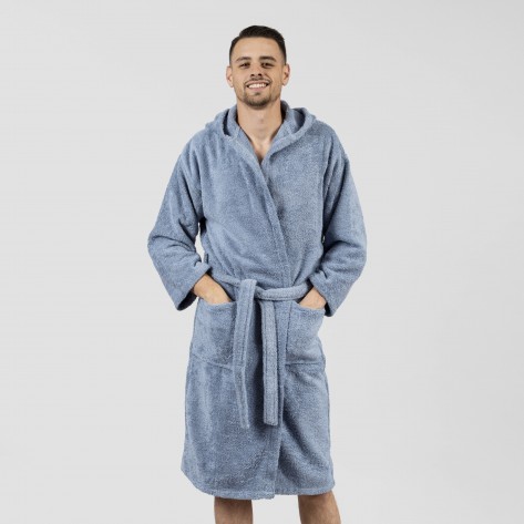 Roupão de banho com capuz azul indigo 450gr Unisex