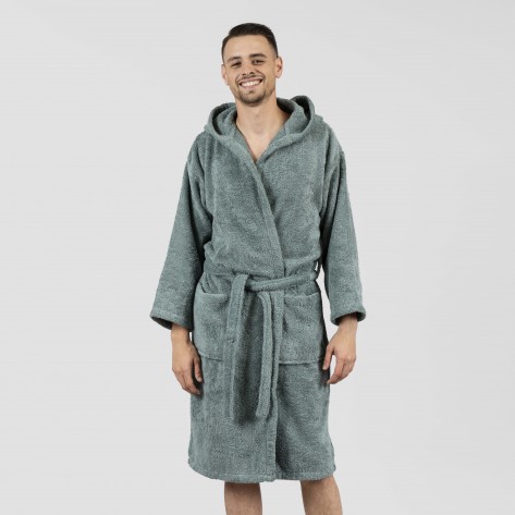 Roupão de banho com capuz verde francês 450gr Unisex Roupão de banho com capuz verde francês 450gr Unisex