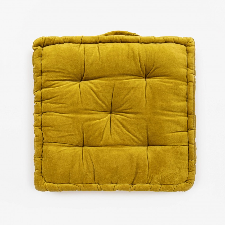 Almofada de cadeira veludo algodão mostarda 50x50 almofadas-de-cadeira