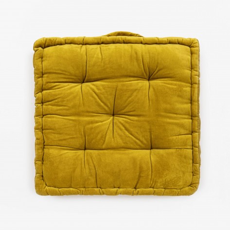 Almofada de cadeira veludo algodão mostarda 50x50 almofadas-de-cadeira