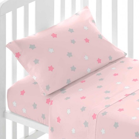 Jogo de lençóis algodão Tuly rosa cama bebé jogos-de-lencois-minicunha