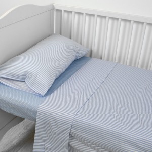 Jogo de lençóis algodão Kodac Tango azul celeste cama bebé