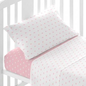 Jogo de lençóis algodão Nubecita rosa cama bebé 2