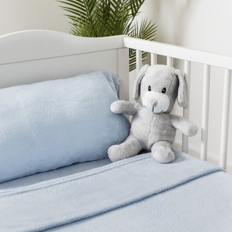 Jogo de lençóis veludo azul celeste cama bebé bebe